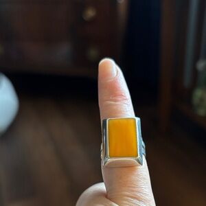 Sterling Silver Orange agate ring